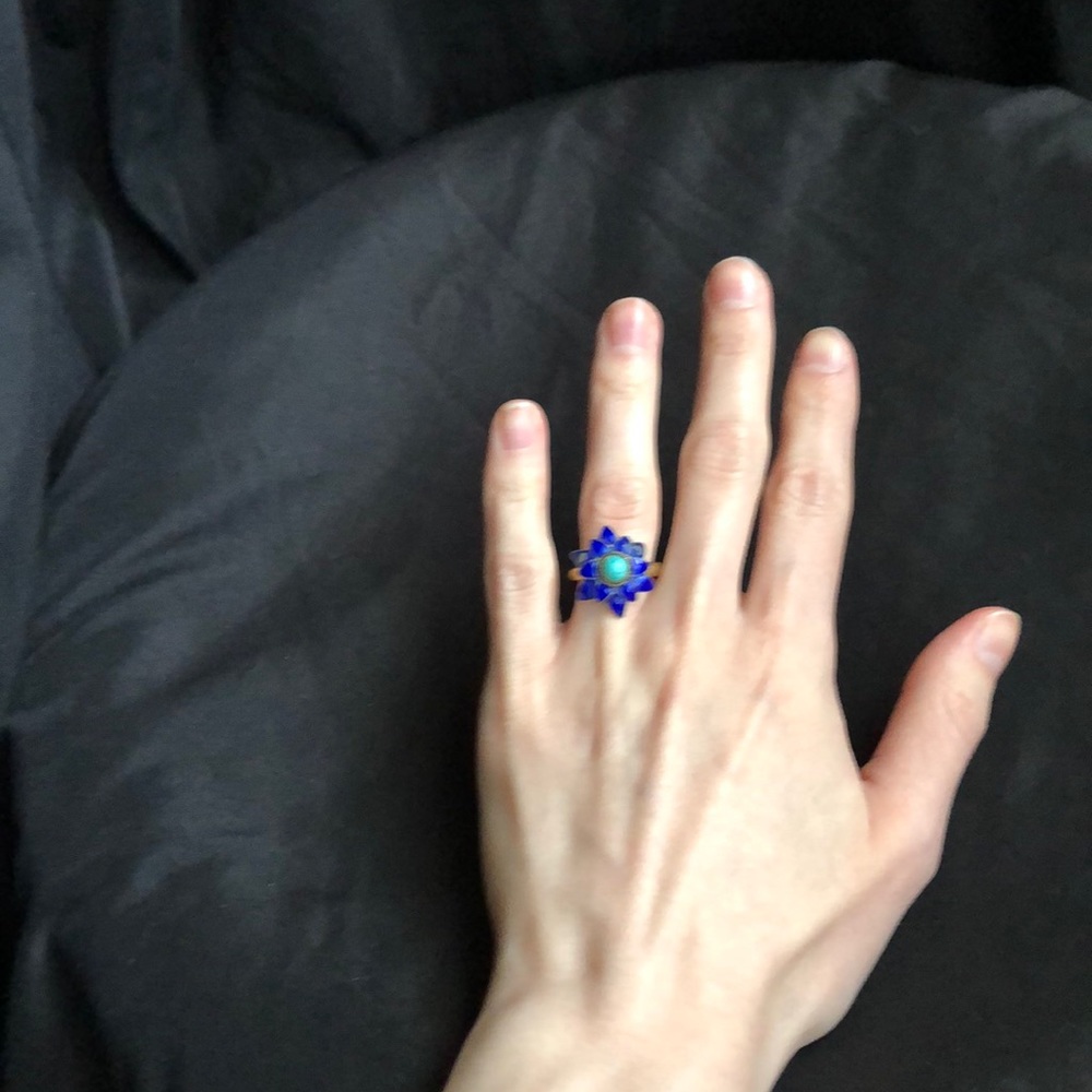 Blue Floral Cloisonne Ring - Picture 12 of 16